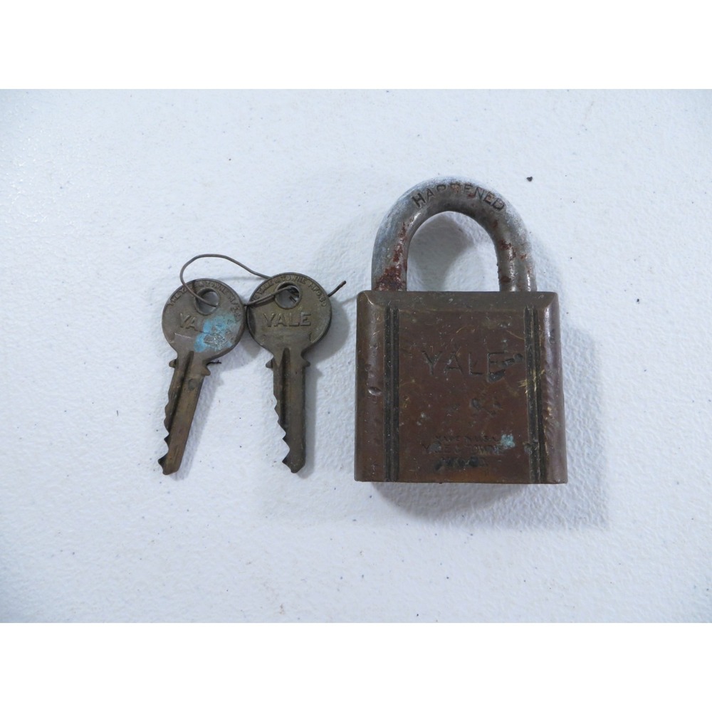 Vintage Yale & Towne Brass Padlock W/ 2 Keys WORKING